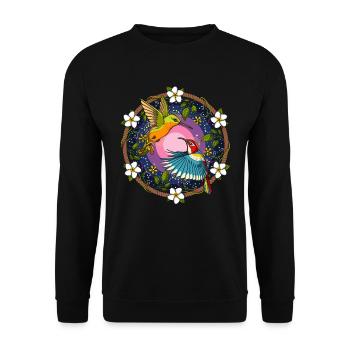 Ayahuasca Kolibris - Unisex Pullover - Schwarz - Vorne - Alina (178cm) & Michal (187cm)