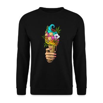 Psychedelisches Eis - Unisex Pullover - Schwarz - Vorne - Alina (178cm) & Michal (187cm)