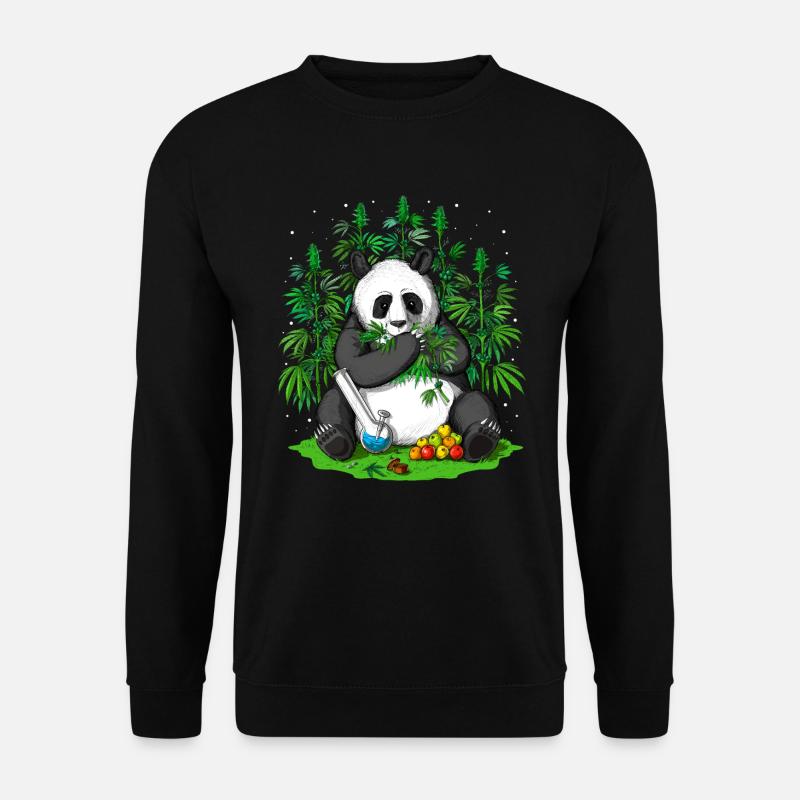 Panda Hippie Weed - Unisex Pullover - Schwarz
