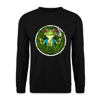Frog Smoking Weed - Unisex Sweatshirt - black - Front - Alina (178cm) & Michal (187cm)