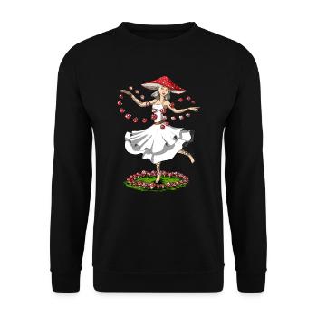 Hippie Magic Mushroom - Unisex Sweatshirt - black - Front - Alina (178cm) & Michal (187cm)
