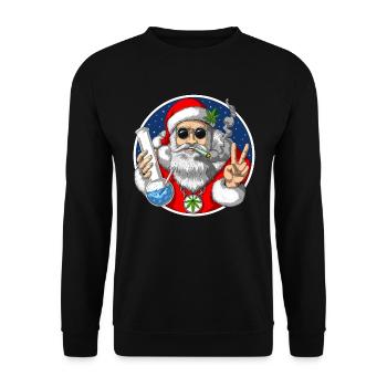 Santa Smoking Weed - Unisex Sweatshirt - black - Front - Alina (178cm) & Michal (187cm)