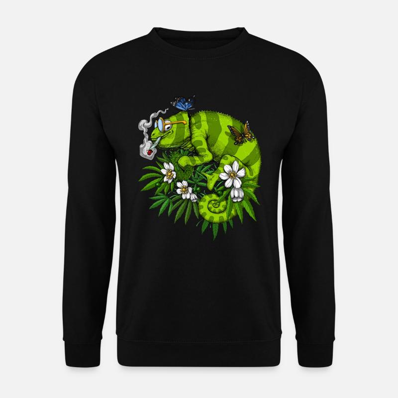 Chameleon Smoking Weed - Unisex Sweatshirt - black
