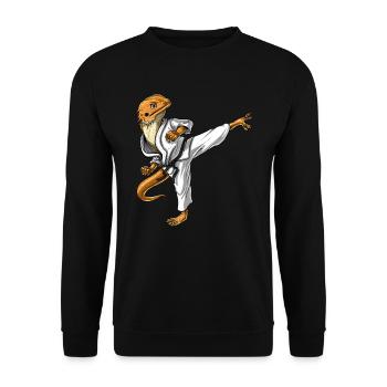 Bartdrachen Karate - Unisex Pullover - Schwarz - Vorne - Alina (178cm) & Michal (187cm)