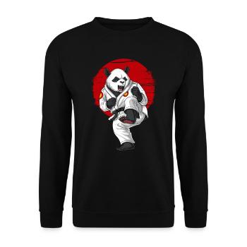 Panda Bären Karate - Unisex Pullover - Schwarz - Vorne - Alina (178cm) & Michal (187cm)