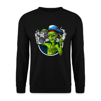 Aliens Stoner Party - Unisex Pullover - Schwarz - Vorne - Alina (178cm) & Michal (187cm)