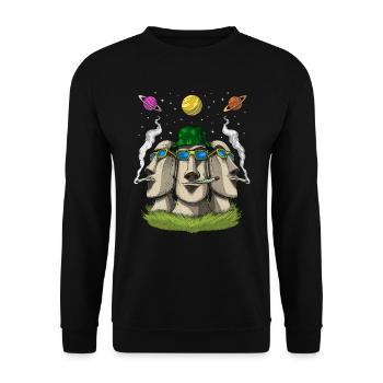 Statues hippies d’île de Pâques - Sweat-shirt Unisexe - noir - Devant - Alina (178cm) & Michal (187cm)