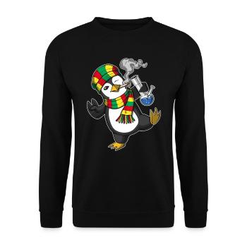 Pinguin Rauchen Unkraut - Unisex Pullover - Schwarz - Vorne - Alina (178cm) & Michal (187cm)
