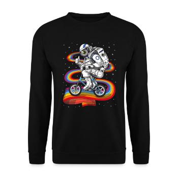 Psychedelische Astronaut Radfahren - Unisex Pullover - Schwarz - Vorne - Alina (178cm) & Michal (187cm)