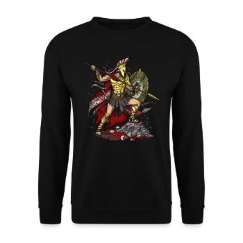 Griechischer Gott Ares - Unisex Pullover - Schwarz - Vorne - Alina (178cm) & Michal (187cm)