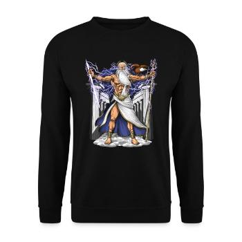 Griechischer Gott Zeus - Unisex Pullover - Schwarz - Vorne - Alina (178cm) & Michal (187cm)