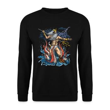 Greek God Poseidon - Unisex Sweatshirt - black - Front - Alina (178cm) & Michal (187cm)