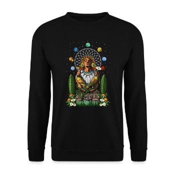 Aztec God Xochipilli - Unisex Sweatshirt - black - Front - Alina (178cm) & Michal (187cm)