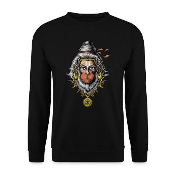 Hindu-Gott Hanuman - Unisex Pullover - Schwarz - Vorne - Alina (178cm) & Michal (187cm)