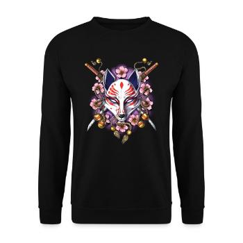 Kitsune Japanese Fox Mask - Unisex Sweatshirt - black - Front - Alina (178cm) & Michal (187cm)