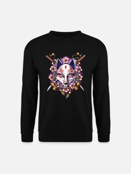Kitsune Japanische Fuchsmaske - Unisex Pullover - Schwarz