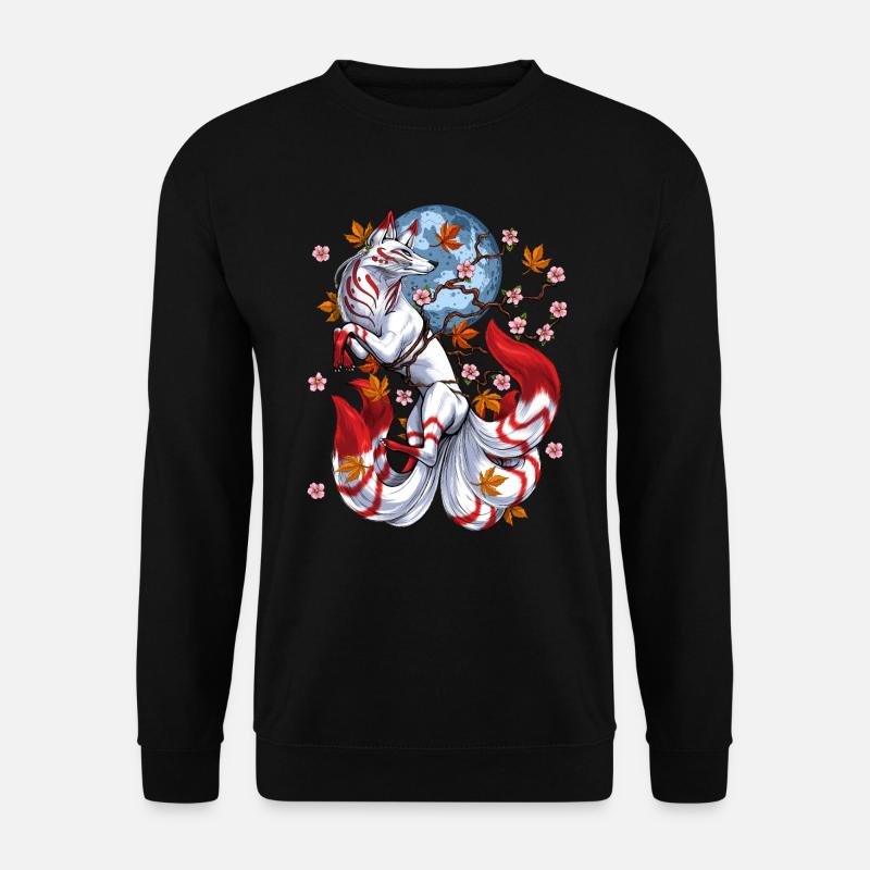 Japanischer Fuchs Kitsune - Unisex Pullover - Schwarz