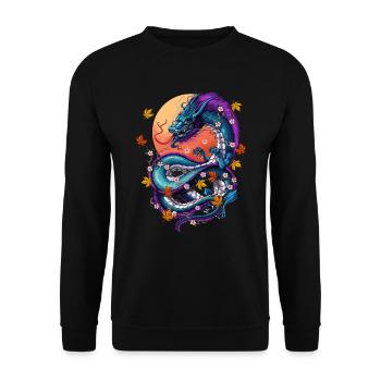 Vaporwave Japanese Dragon - Unisex Sweatshirt - black - Front - Alina (178cm) & Michal (187cm)