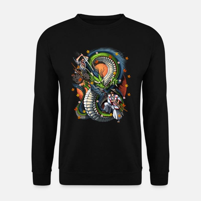 Japanische Samurai-Drachenschlacht - Unisex Pullover - Schwarz