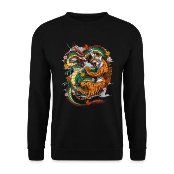 Tigre dragon japonais - Sweat-shirt Unisexe - noir - Devant - Alina (178cm) & Michal (187cm)