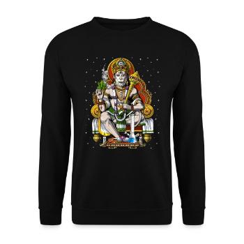 Hanuman Stoner fumant de l’herbe - Sweat-shirt Unisexe - noir - Devant - Alina (178cm) & Michal (187cm)