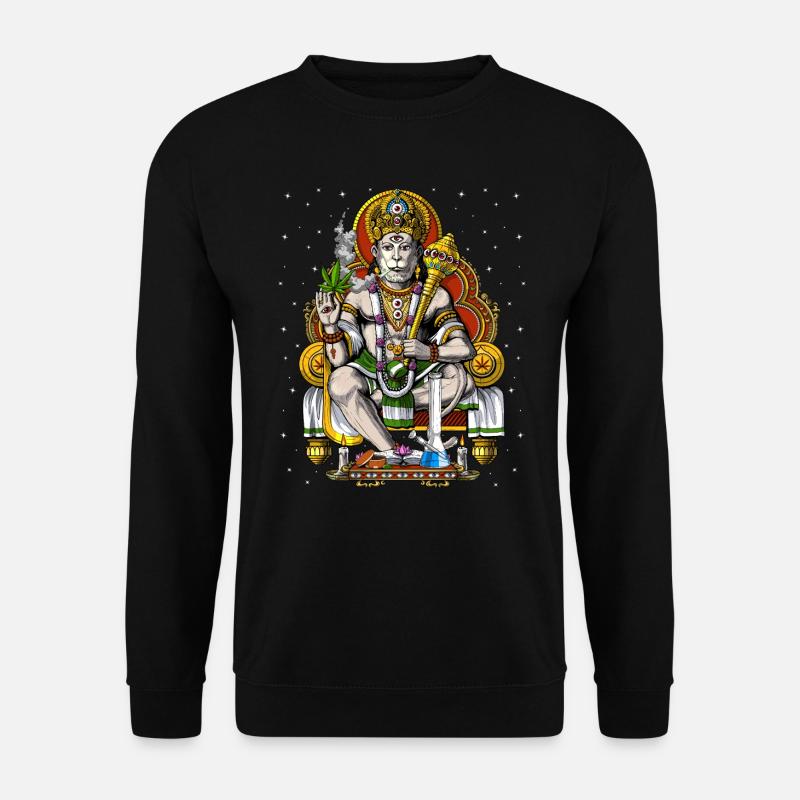 Hanuman Stoner raucht Gras - Unisex Pullover - Schwarz