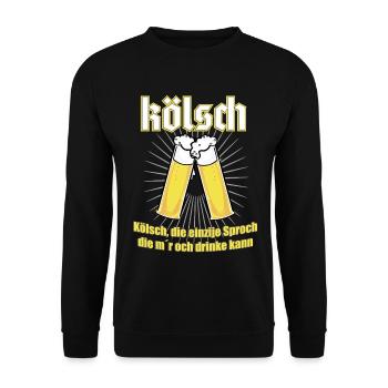 Kölsch T-Shirt - Bier und Mundart aus Köln - Unisex Pullover - Schwarz - Vorne - Alina (178cm) & Michal (187cm)