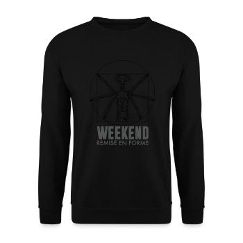 Weekend Remise en Forme, Humour Vin - Sweat-shirt Unisexe - noir - Devant - Alina (178cm) & Michal (187cm)