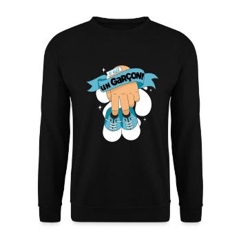 Garçon, Bébé Anonce de grossesse - Sweat-shirt Unisexe - noir - Devant - Alina (178cm) & Michal (187cm)