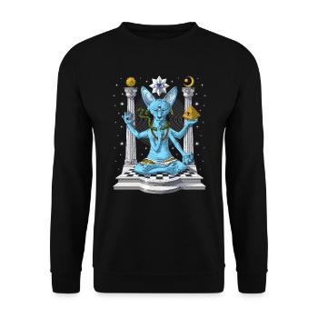 Sphynx Cat Psychedelic Shiva - Unisex Sweatshirt - black - Front - Alina (178cm) & Michal (187cm)