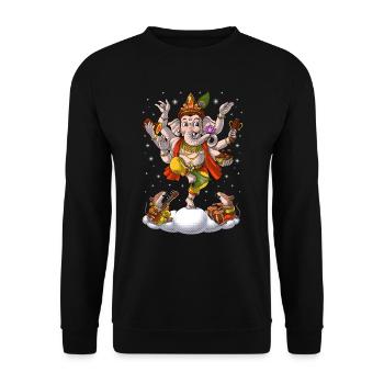 Hindouisme Éléphant Dieu Ganesha - Sweat-shirt Unisexe - noir - Devant - Alina (178cm) & Michal (187cm)