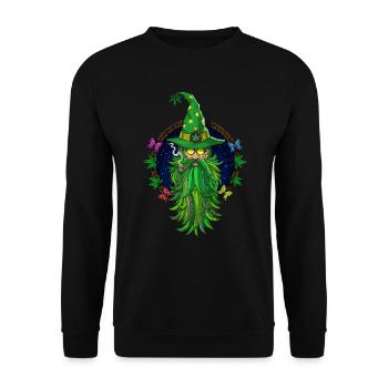 Weed Wizard Kiffer - Unisex Pullover - Schwarz - Vorne - Alina (178cm) & Michal (187cm)