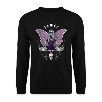 Squelette goth avec des ailes de papillon - Sweat-shirt Unisexe - noir - Devant - Alina (178cm) & Michal (187cm)