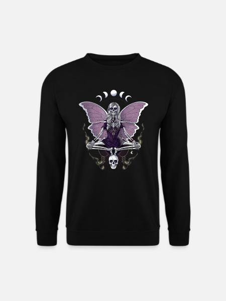 Goth Skeleton With Butterfly Wings - Unisex Sweatshirt - black