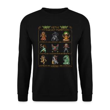 Ancient Aztec Mythology Monsters - Unisex Sweatshirt - black - Front - Alina (178cm) & Michal (187cm)