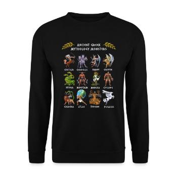 Monster der antiken griechischen Mythologie - Unisex Pullover - Schwarz - Vorne - Alina (178cm) & Michal (187cm)