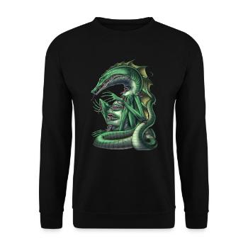 Créature de la mythologie aztèque Cipactli - Sweat-shirt Unisexe - noir - Devant - Alina (178cm) & Michal (187cm)