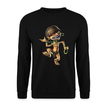 Aztec Mythical Creature Chaneque - Unisex Sweatshirt - black - Front - Alina (178cm) & Michal (187cm)