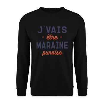 Pour future Maraine Annonce de Grossesse - Sweat-shirt Unisexe - noir - Devant - Alina (178cm) & Michal (187cm)