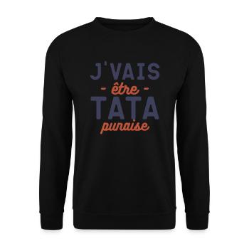 Pour future Tata Annonce de Grossesse - Sweat-shirt Unisexe - noir - Devant - Alina (178cm) & Michal (187cm)