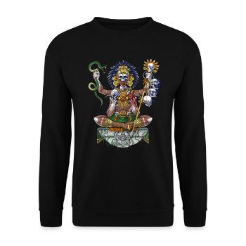 Aztec Warrior Shaman - Unisex Sweatshirt - black - Front - Alina (178cm) & Michal (187cm)