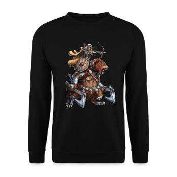 Nordischer Bären-Wikingerkrieger - Unisex Pullover - Schwarz - Vorne - Alina (178cm) & Michal (187cm)