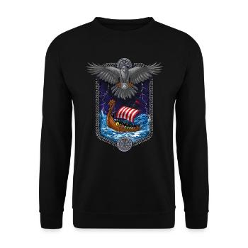 Mythologie nordique Navire viking - Sweat-shirt Unisexe - noir - Devant - Alina (178cm) & Michal (187cm)