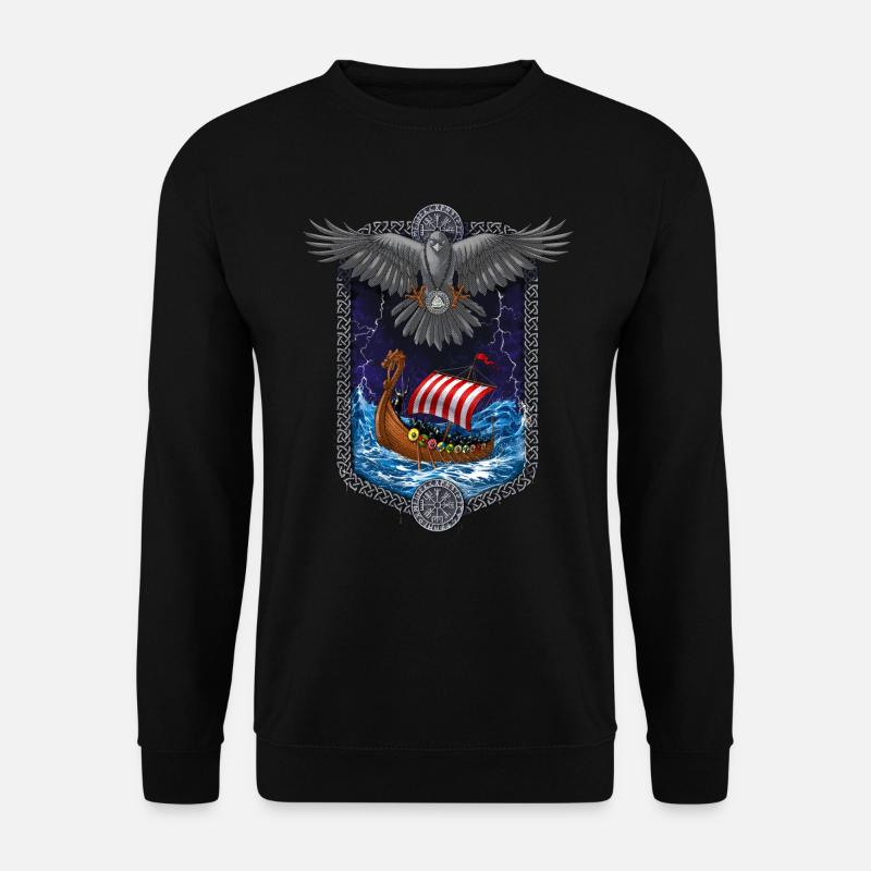 Nordische Mythologie Wikingerschiff - Unisex Pullover - Schwarz