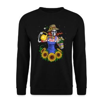 Skelett-Gartenpflanzen - Unisex Pullover - Schwarz - Vorne - Alina (178cm) & Michal (187cm)