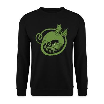 Drache (hellgrün) - Unisex Pullover - Schwarz - Vorne - Alina (178cm) & Michal (187cm)