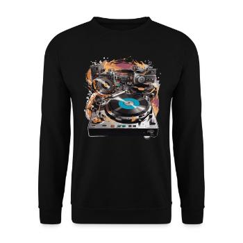 DJ Turntable Djing Mixer Music Gift - Unisex Sweatshirt - black - Front - Alina (178cm) & Michal (187cm)