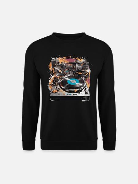 DJ Turntable Djing Mixer Musik Geschenk - Unisex Pullover - Schwarz