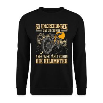 50 Umdrehungen & Unzählige Kilometer - Unisex Pullover - Schwarz - Vorne - Alina (178cm) & Michal (187cm)