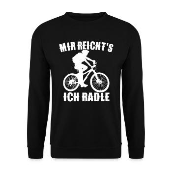 Mir reicht's, ich radle - Fahrrad-Statement-Shirt - Unisex Pullover - Schwarz - Vorne - Alina (178cm) & Michal (187cm)
